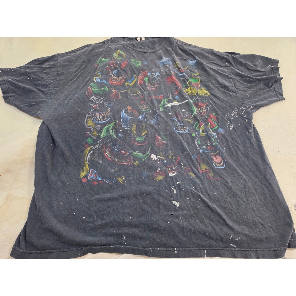 Vintage Alstyle Evil Clown Graphic T-Shirt Black Distressed Thrashed 90s XL